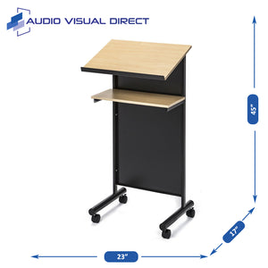 Wheeled Lectern with Storage Shelf