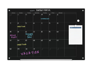 Magnetic Calendar Glass Dry-Erase Board Set - Includes Board, Magnets, and Marker Tray