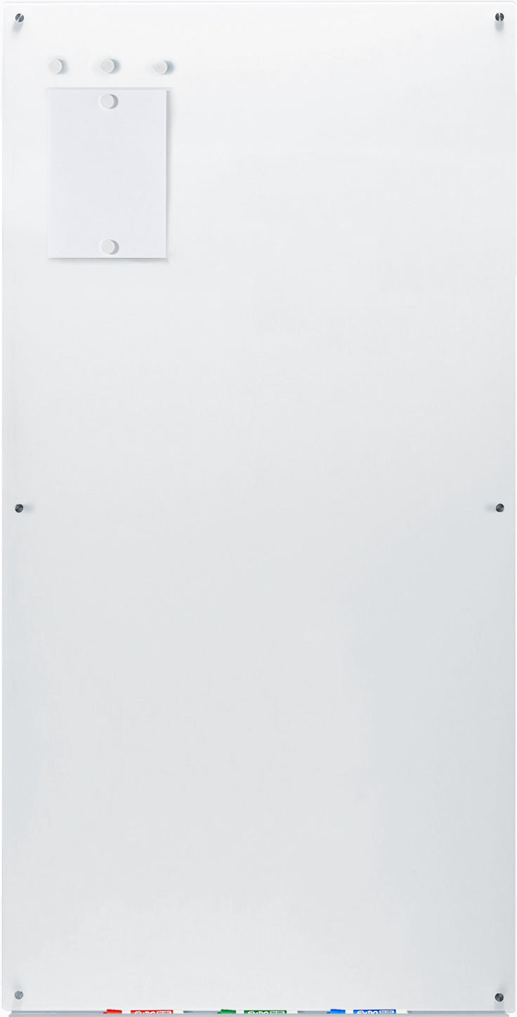 Magnetic Non-Glare Projection Ultra White Glass Dry-Erase Board Set - Includes Board, Magnets, and Marker Tray