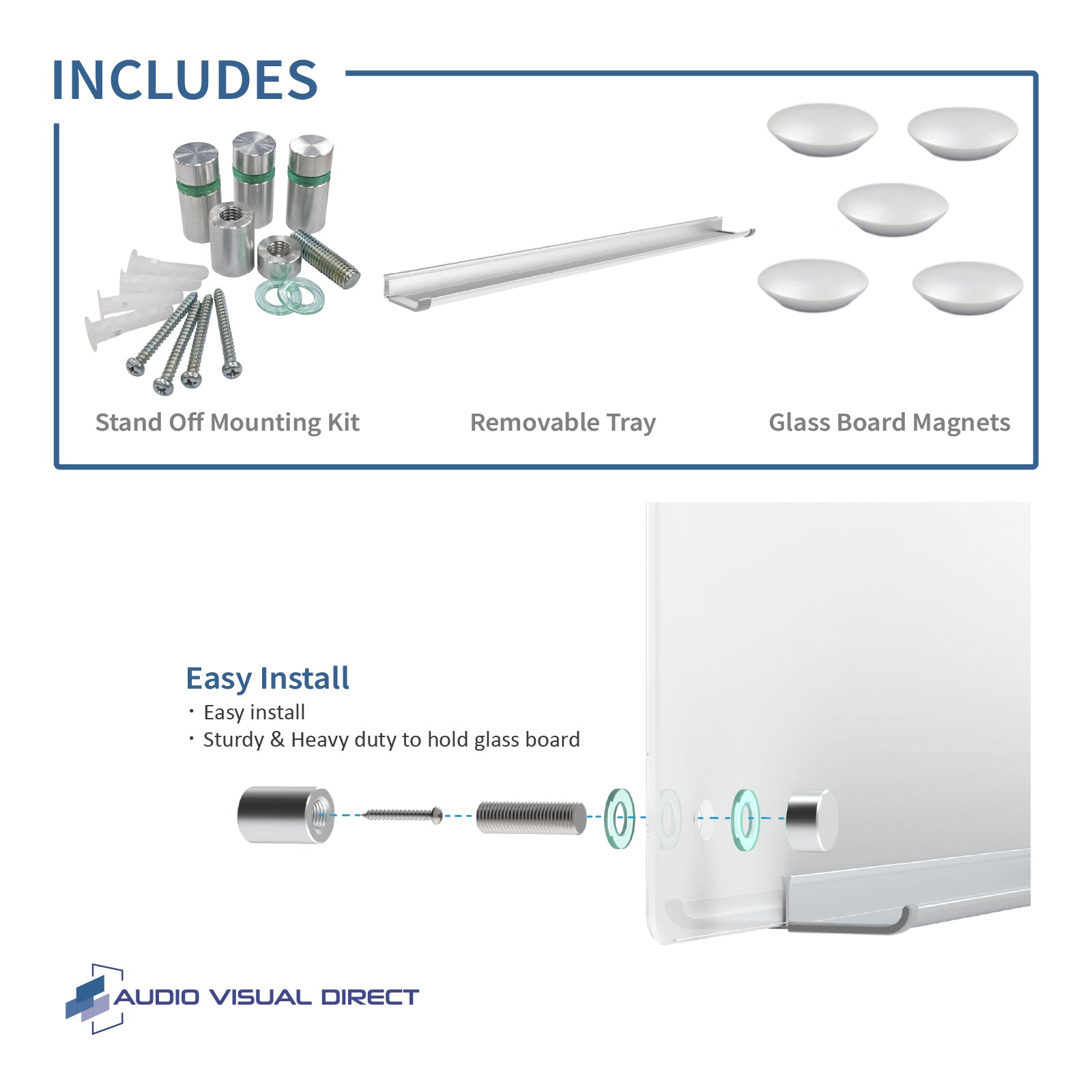 Magnetic Non-Glare Projection Ultra White Glass Dry-Erase Board Set - Includes Board, Magnets, and Marker Tray