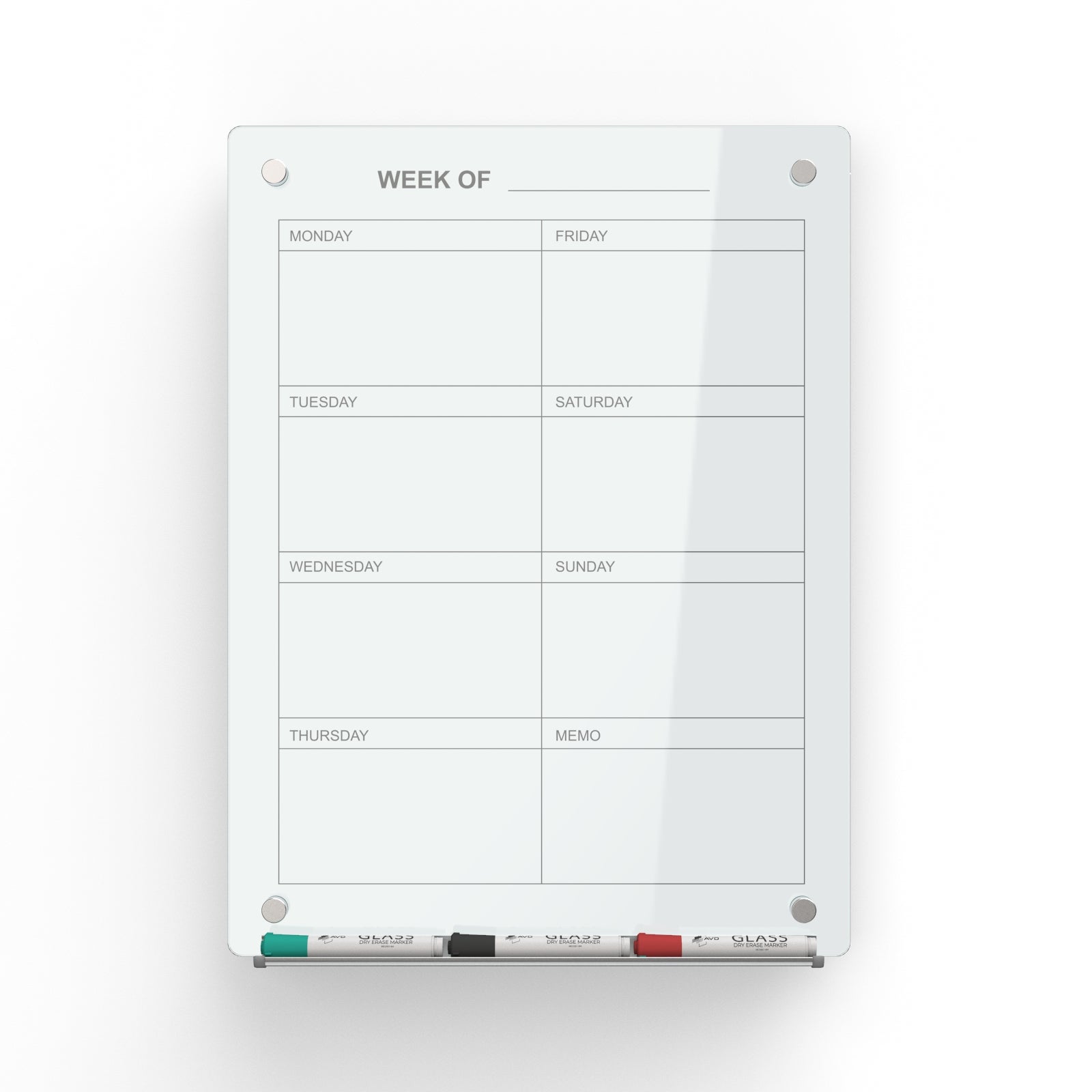 Acrylic Magnetic Calendar for Fridge, Weekly Planner Memo White